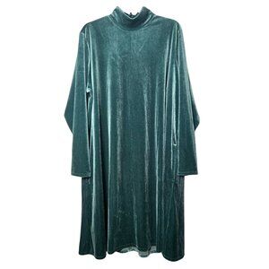 Lands End Velvet Long Sleeve Mock Neck Midi Dress Plus Size 2X Holiday Party